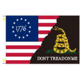 1776 Betsy Ross Gadsden Black Flag, 3 x 5 ft