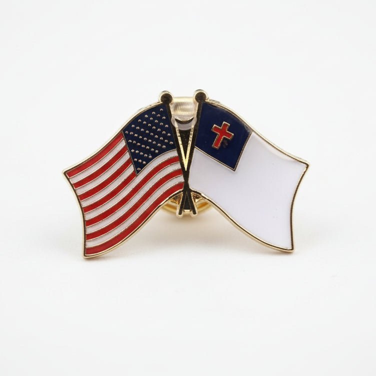 American and Christian Flags Lapel Pin