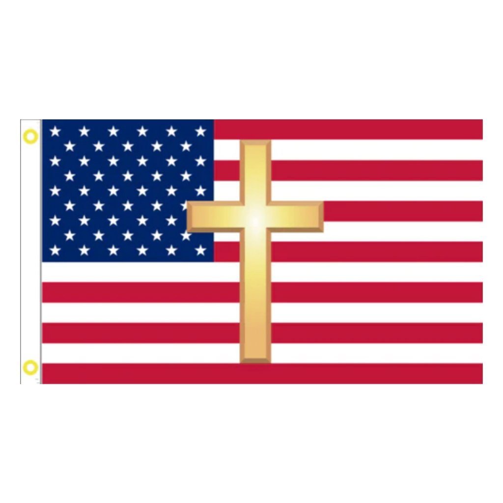 American and Gold Cross Flag, 3 x 5 ft