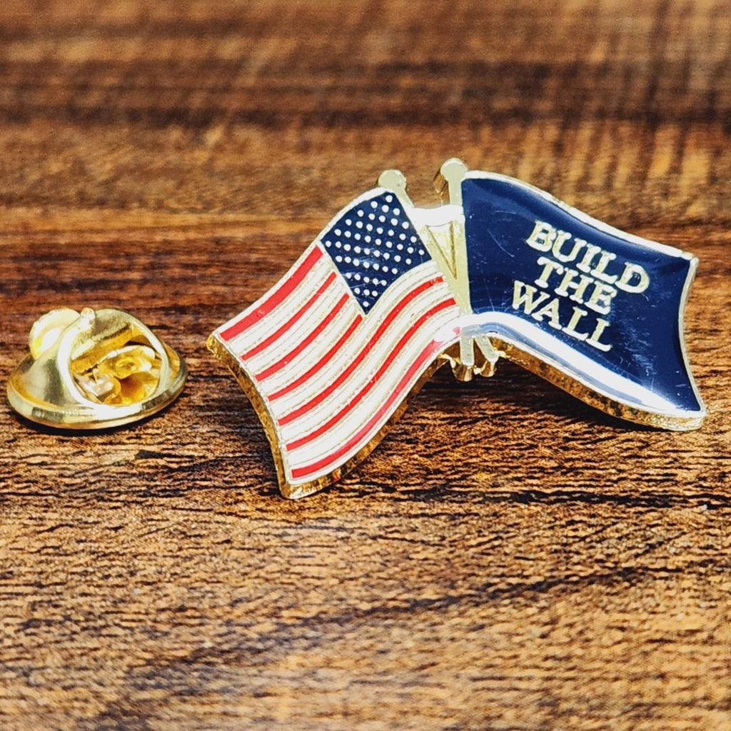 American Flag, Build the Wall Flag Lapel Pin, photo 2