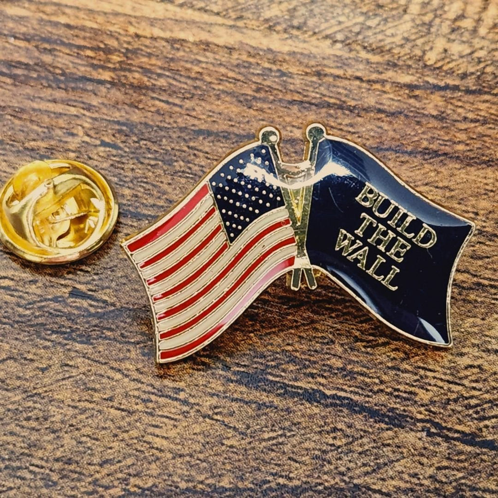 American Flag, Build the Wall Flag Lapel Pin, photo 3