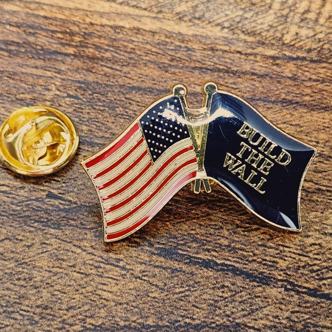 American Flag, Build the Wall Flag Lapel Pin, photo 3