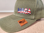 American Pride MAGA Hat with Leather USA Patch (Olive), photo 2