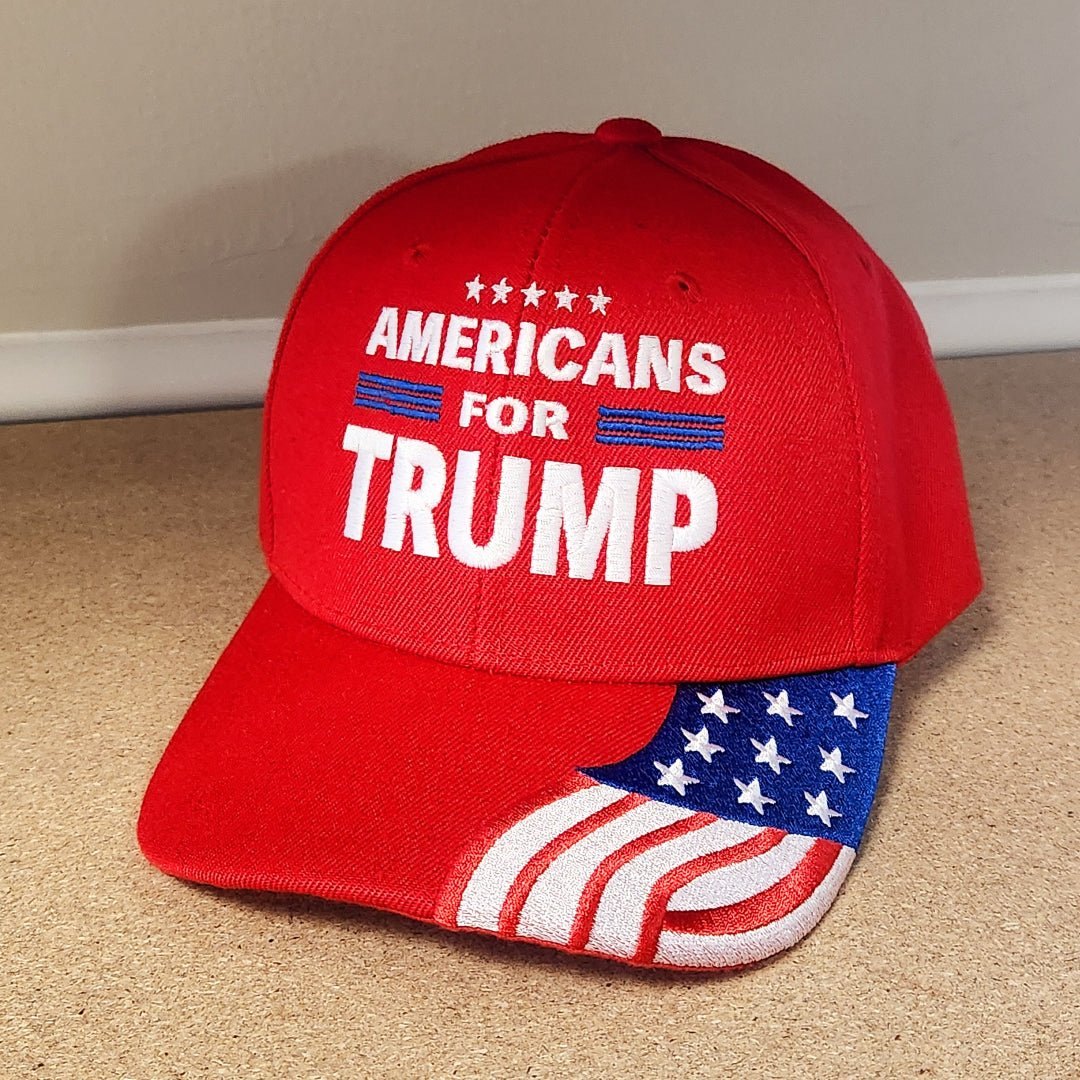 Americans for Trump Hat w/Flag Bill (Red)