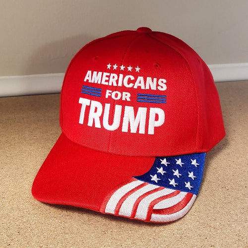 Americans for Trump Hat w/Flag Bill (Red)