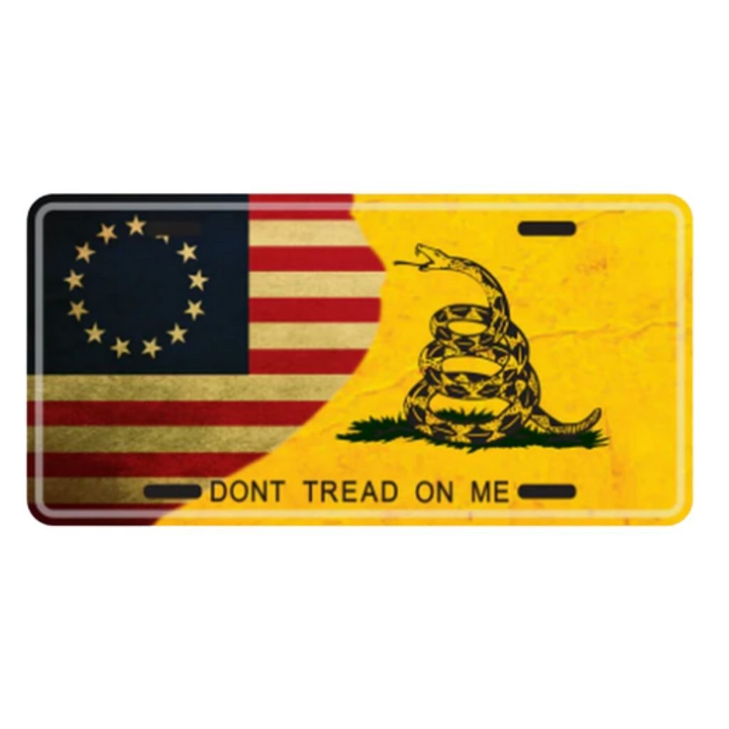 Betsy Ross, Gadsden Don't Tread on Me Embossed License Plate