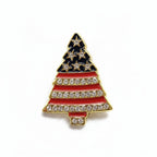 Christmas Tree Lapel Pin with Rhinestones
