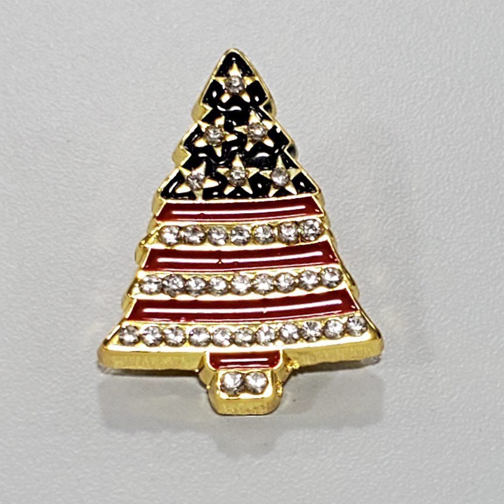 Christmas Tree Lapel Pin with Rhinestones, photo 2