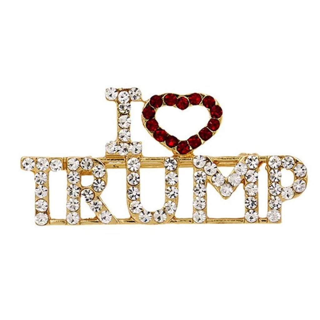 I Love Trump Rhinestone Brooch Lapel Pin