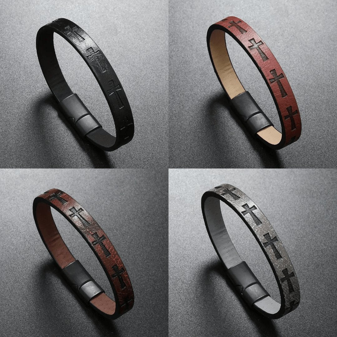Leather Cross Bracelet