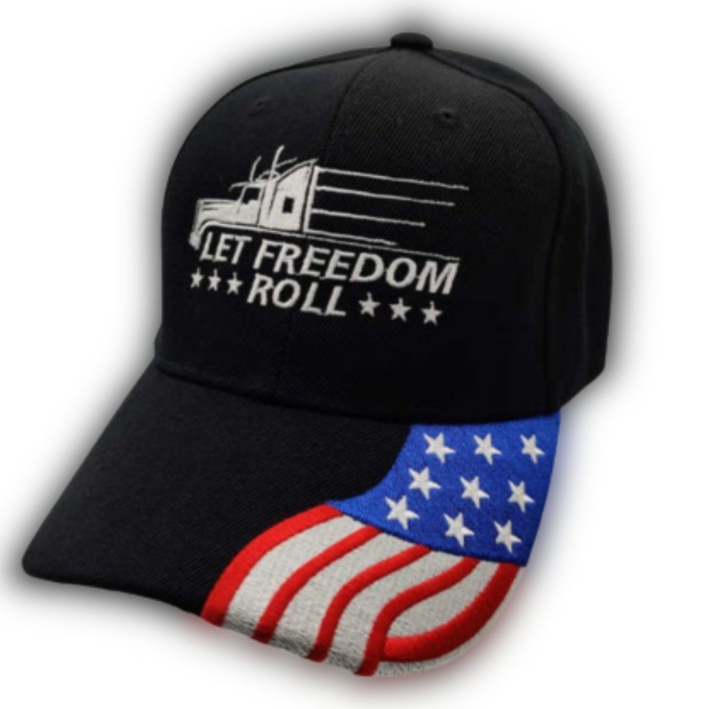 Let Freedom Roll Hat w/ Flag Bill (Black)