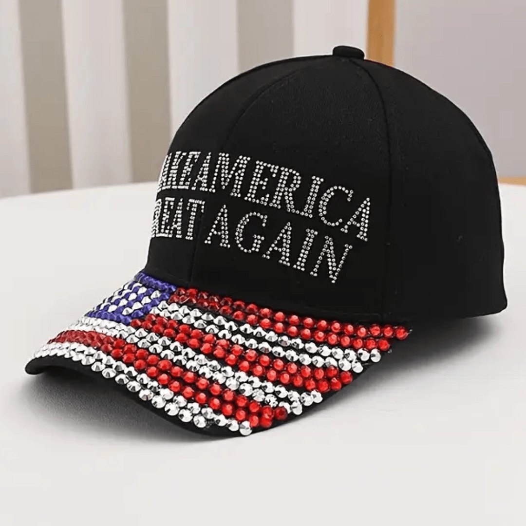 Make America Great Again Rhinestone Flag Hat (Black), photo 2