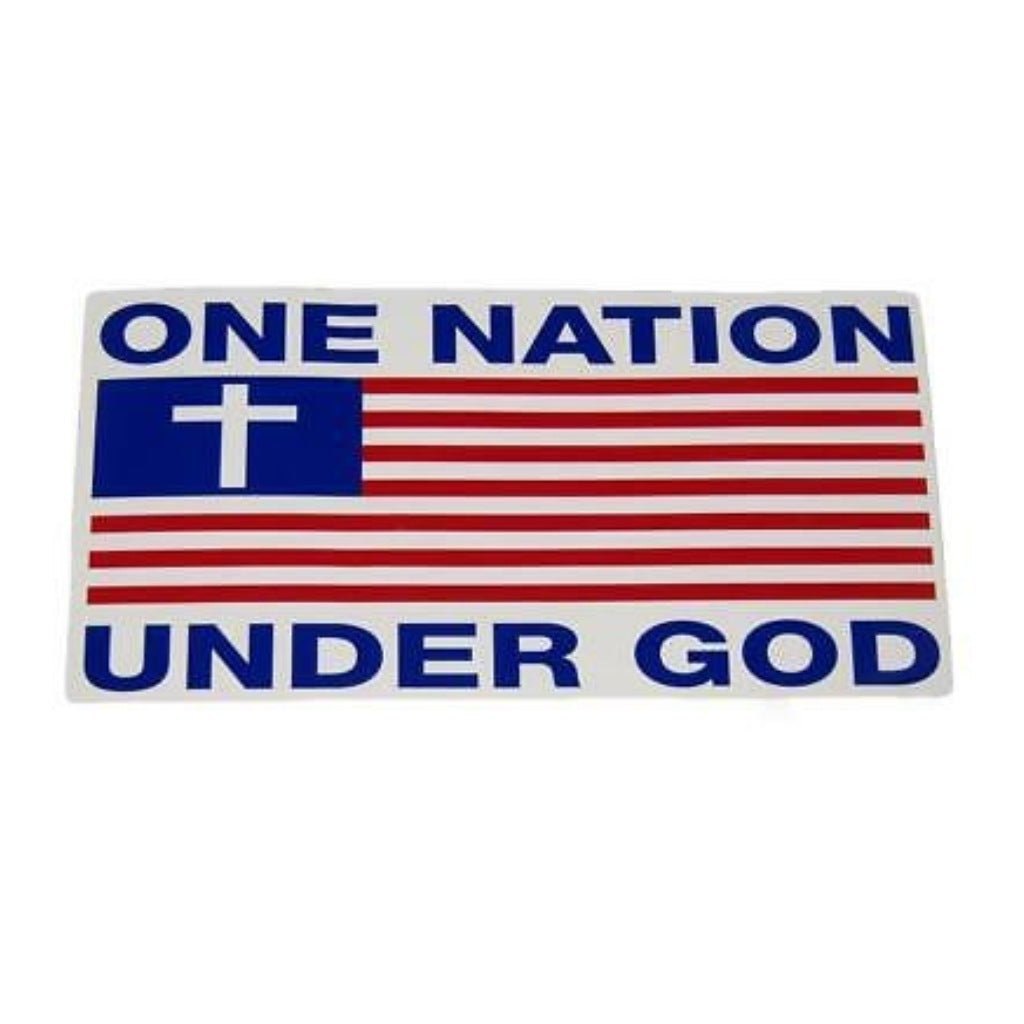 One Nation Under God American Flag and Cross Sticker