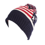 Stars & Stripes Pom-Pom Toboggan Beanie