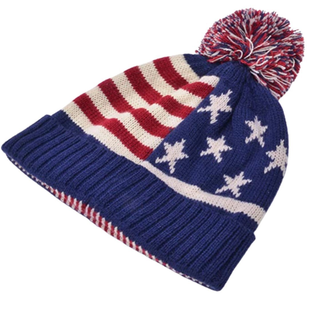 Stars & Stripes Pom-Pom Toboggan Beanie, photo 3
