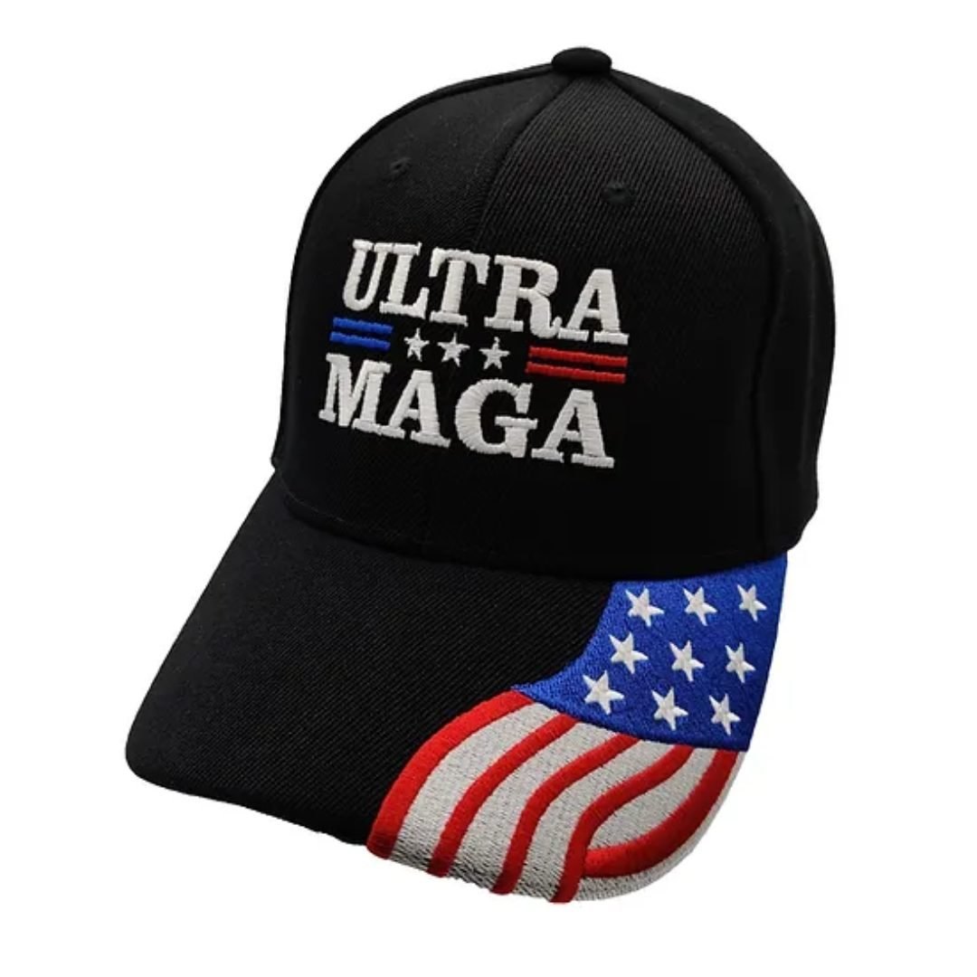 Ultra MAGA & Flag Bill Hat (Black)